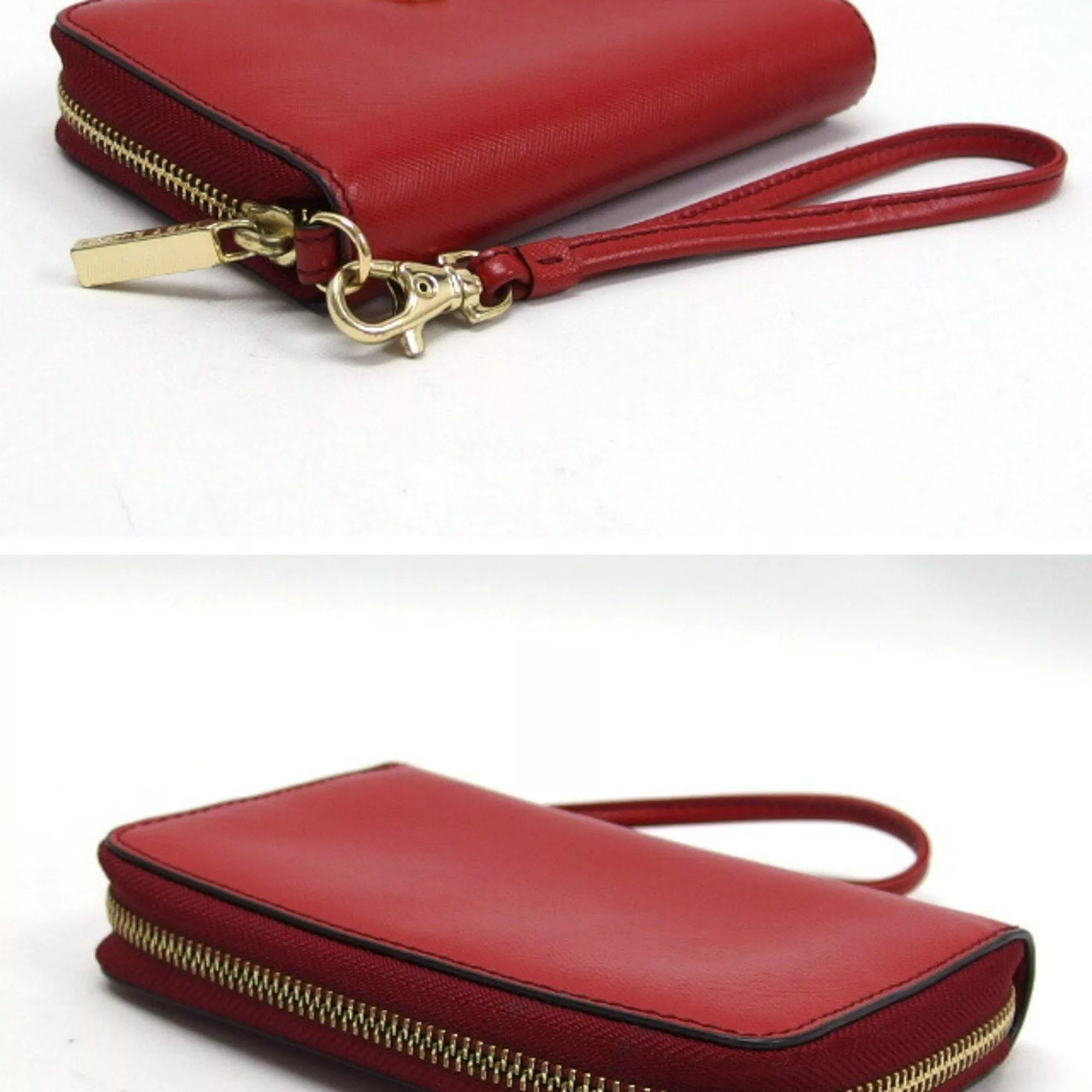 Tory Burch Wallets Tory Burch Round Zip Medium Wallet with Wrist Strap, Red