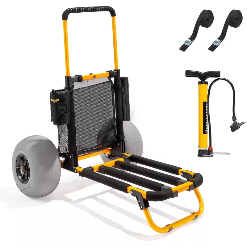 Bonnlo Foldable Beach Fishing Cart with 12" Big Balloon Wheels
