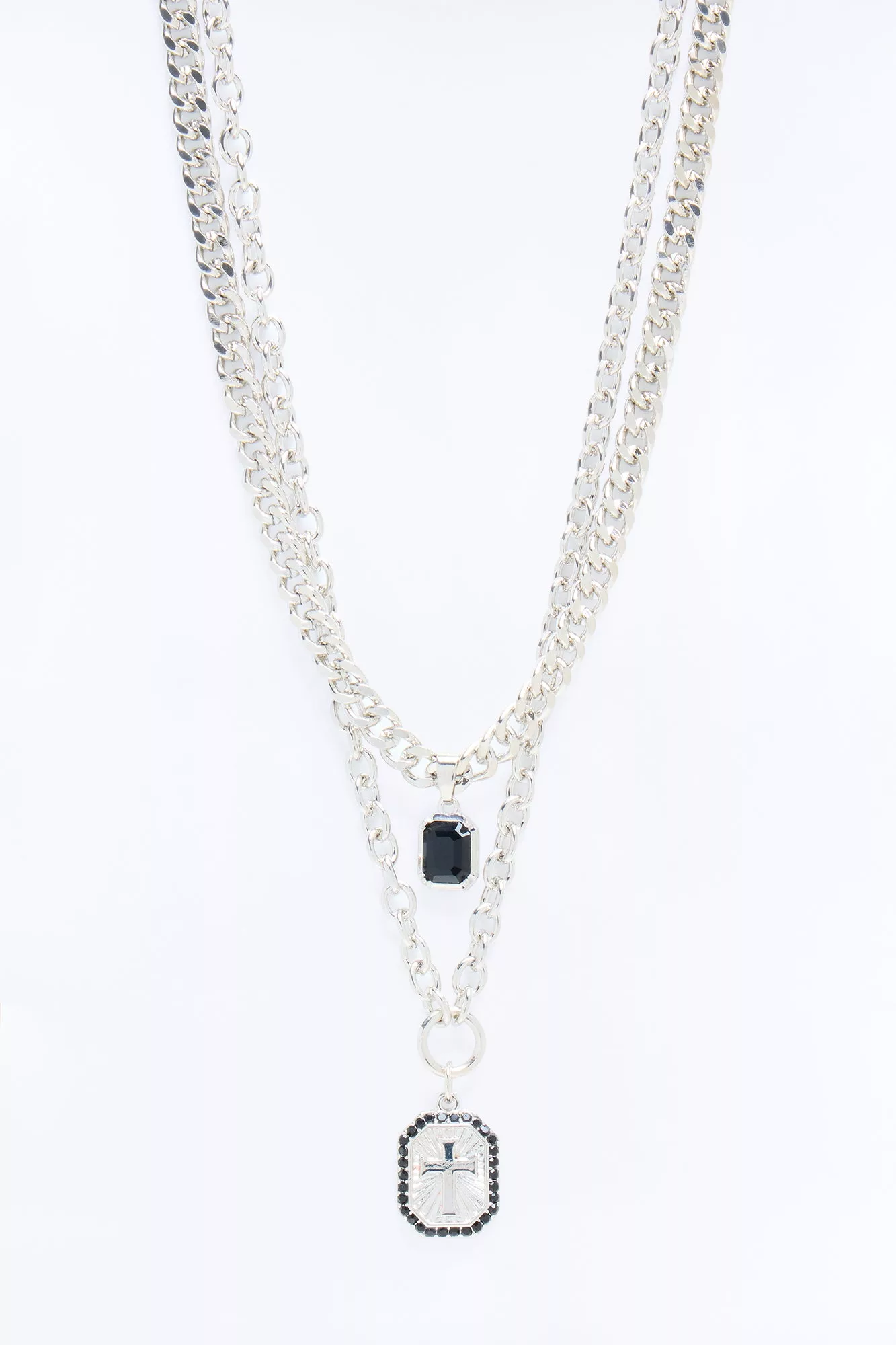 Stay On The Path Necklace Set - Silver