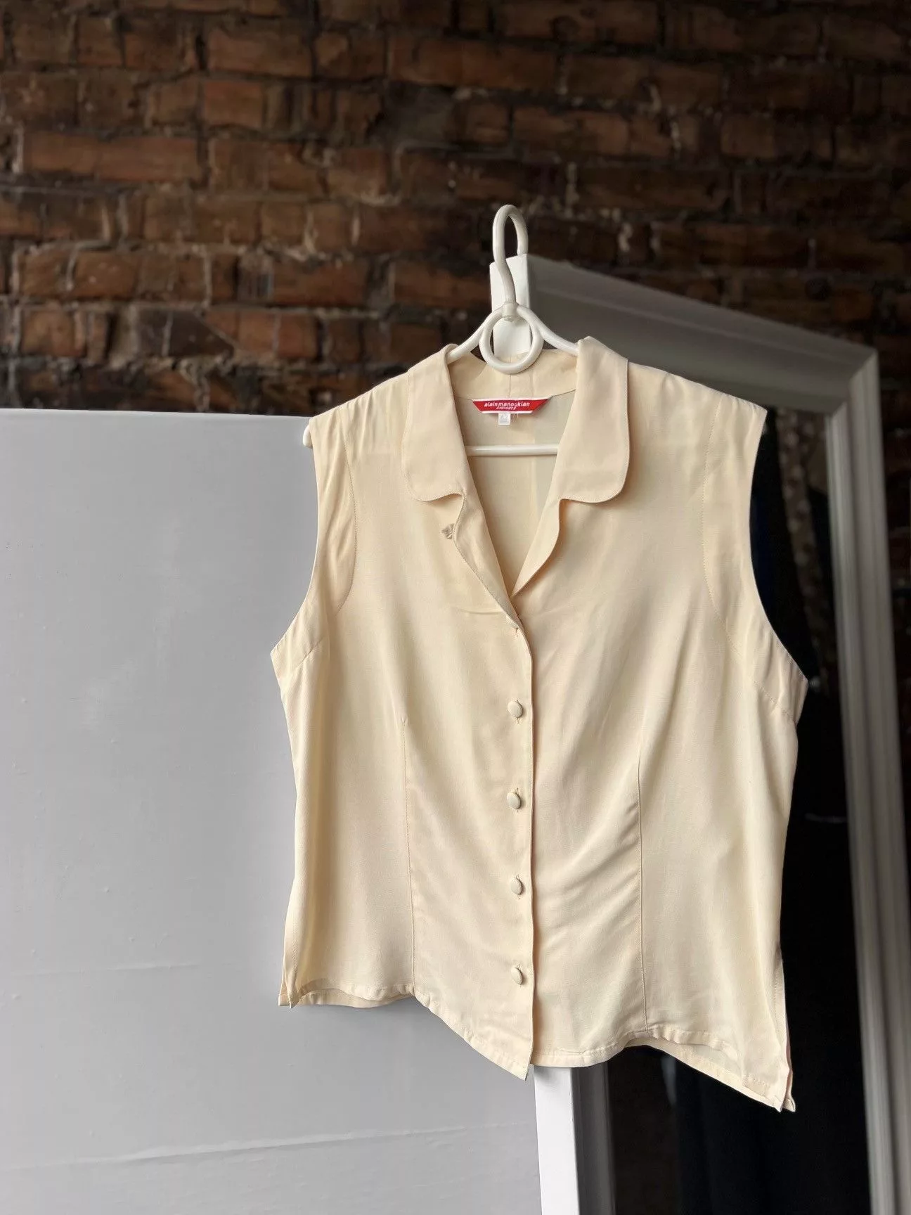 Vintage Blouses Alain Manoukian Vintage France Beige Button Blouse Top Luxury