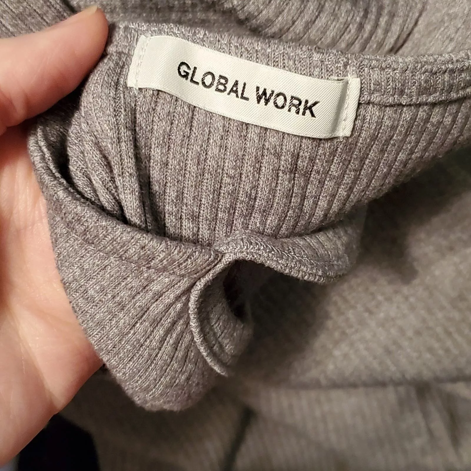 Global Work Midi Dresses Global Work Comfy Gray Casual Rib Knit Dress