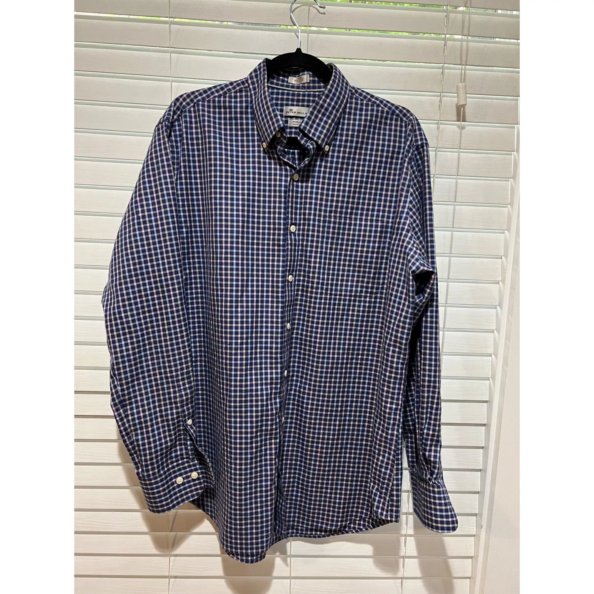 Peter Millar Shirts Button Ups Peter Millar 100% Cotton Nanolux Long Sleeve Button Up Shirt Blue
