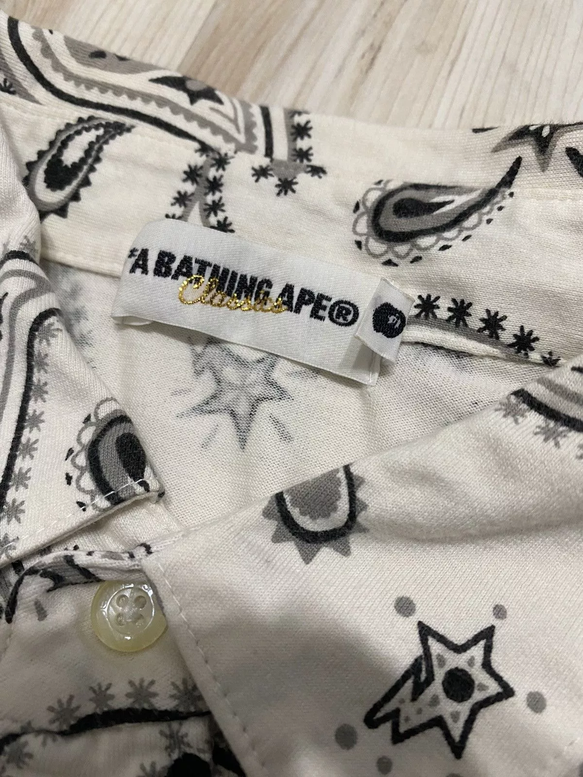 Bape Shirts Button Ups Bape Paisley Button Up S/S Shirt White