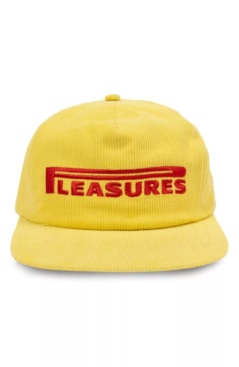 Pleasures Hats NWT Pleasures Pit Stop Corduroy Snapback Baseball Cap Yellow