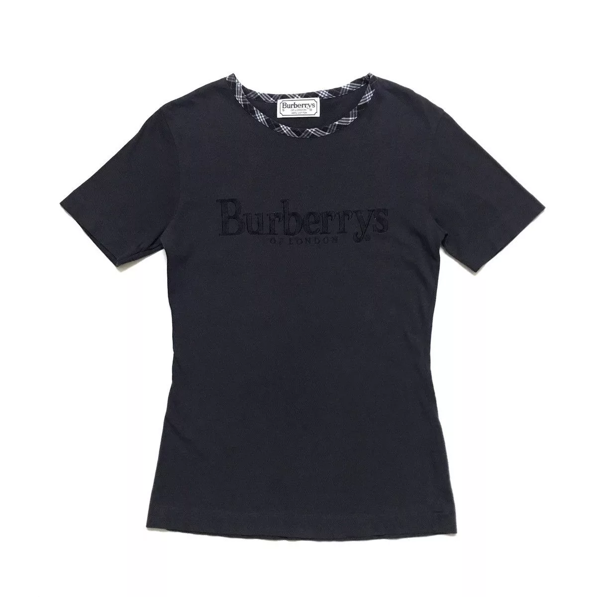 Burberry Short Sleeve T Shirts Burberry × Vintage Vintage 90s Burberrys Spellout Shirt Blue