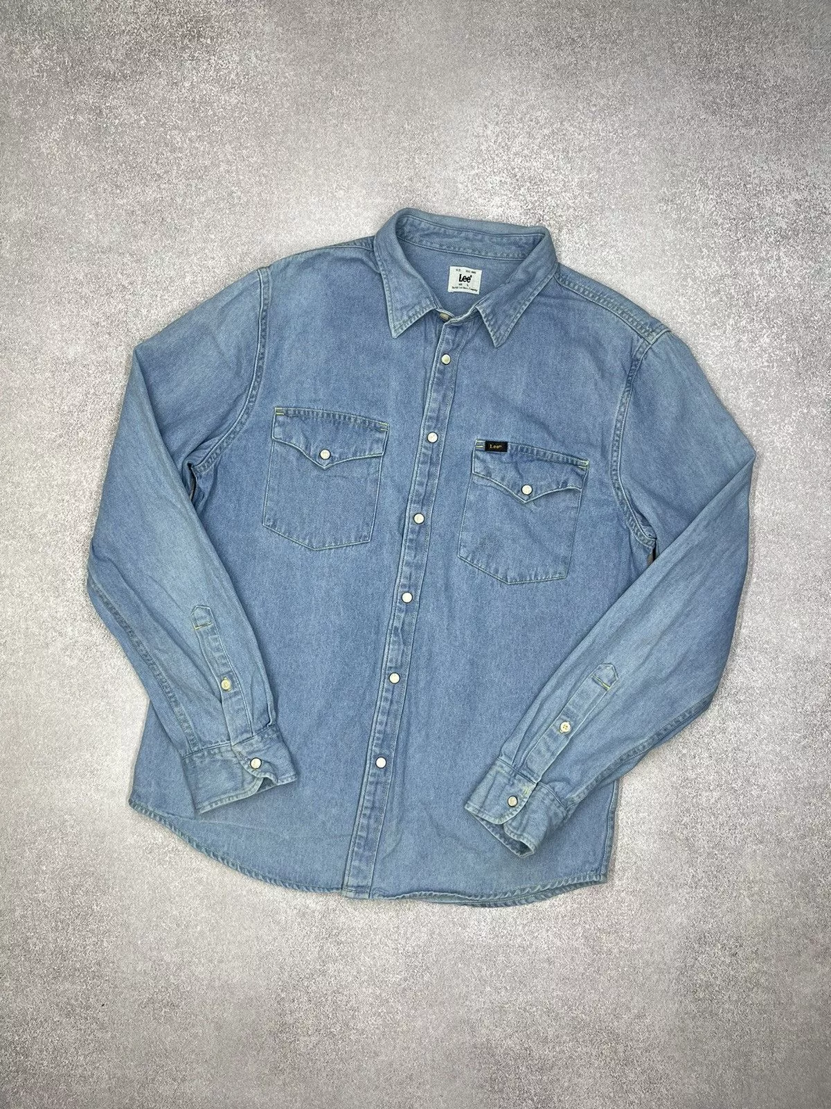 Lee Shirts Button Ups Lee × Vintage Vintage Lee Denim Shirt Western Pearl Button Y2K Blue Streetwear