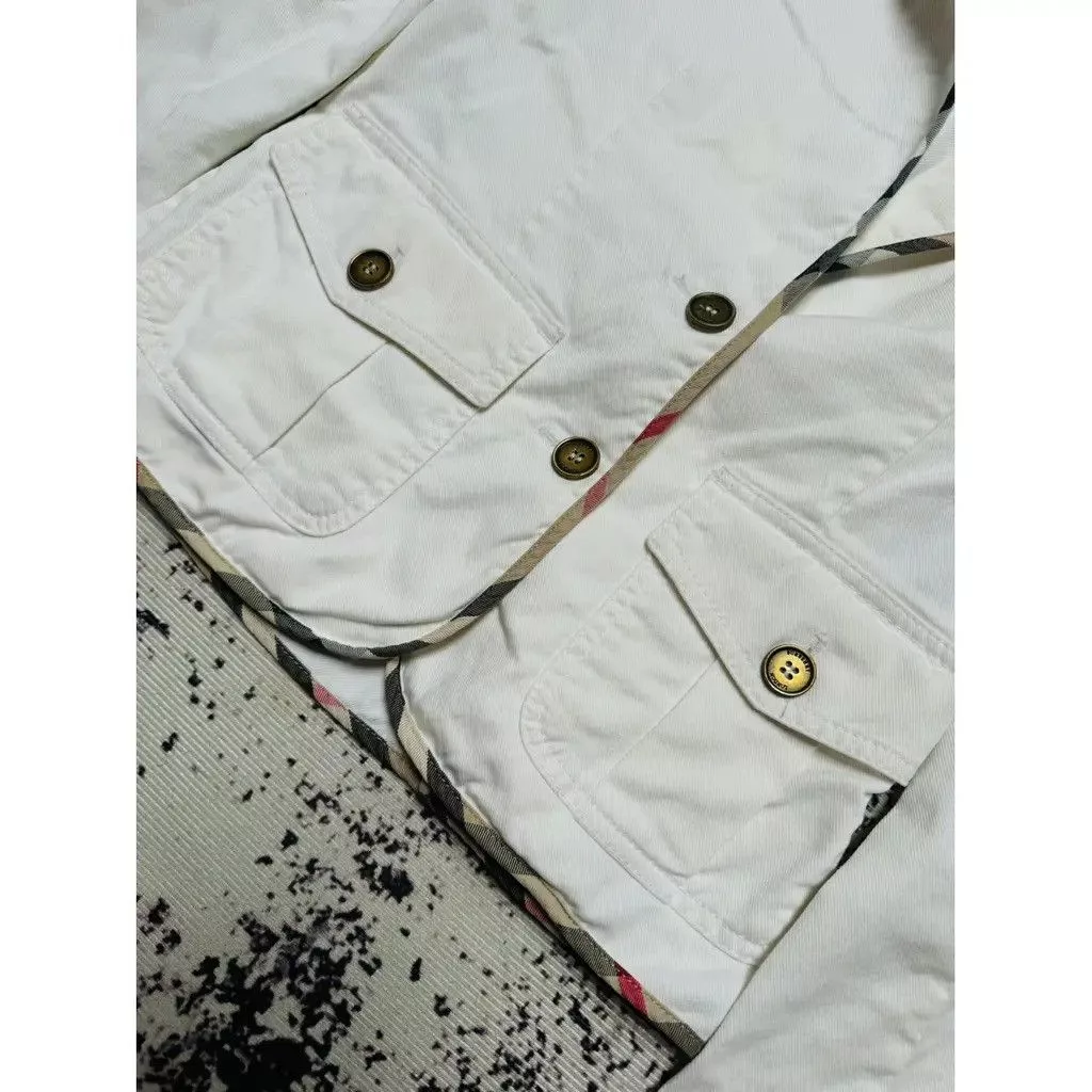 Burberry Coats Burberry Suit Jacket with pattern Size: UK 8 White
