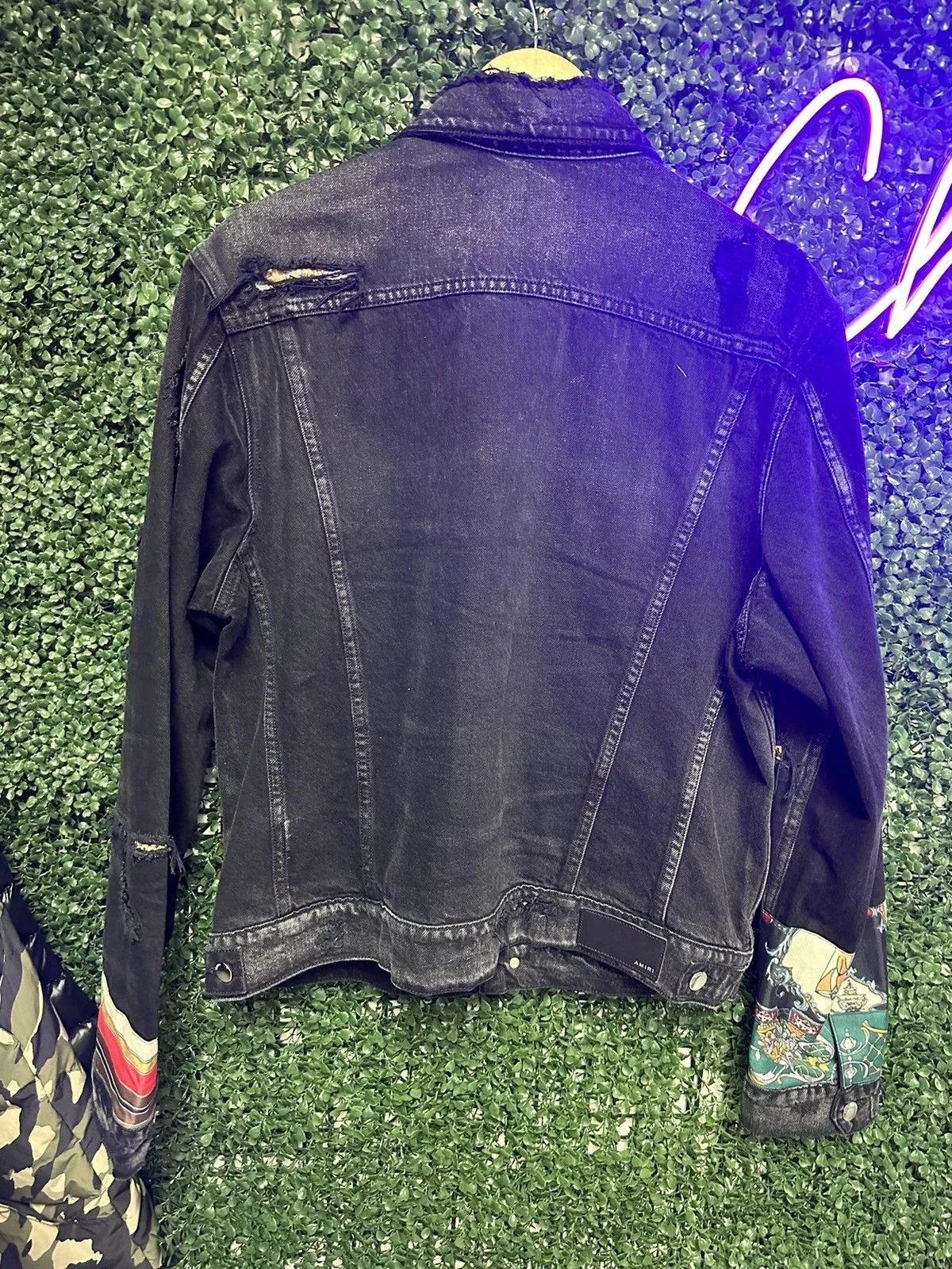 Amiri Denim Jackets Amiri Patchwork Black Denim Jacket