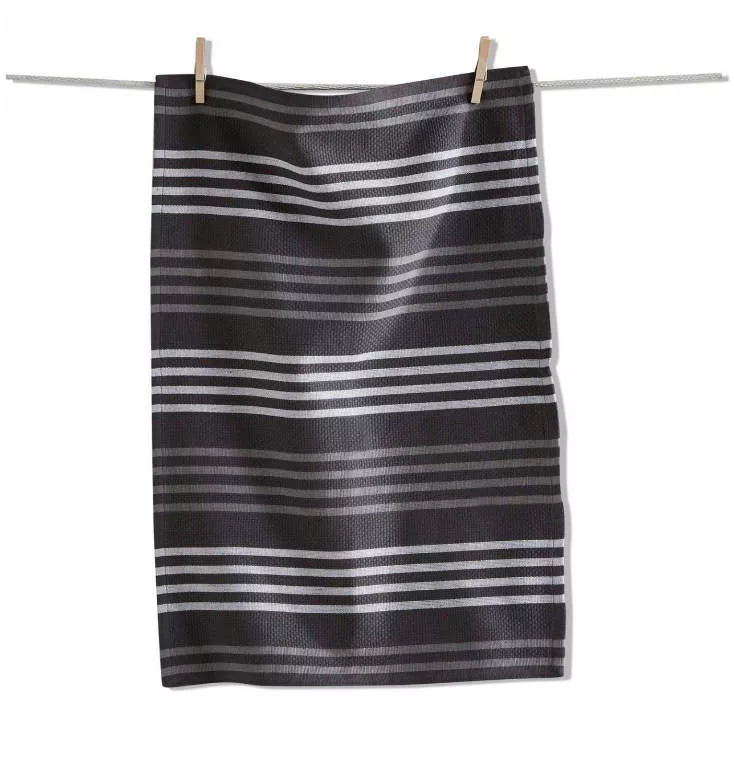 GRAY BASKET WEAVE STRIPE DISHTOWEL