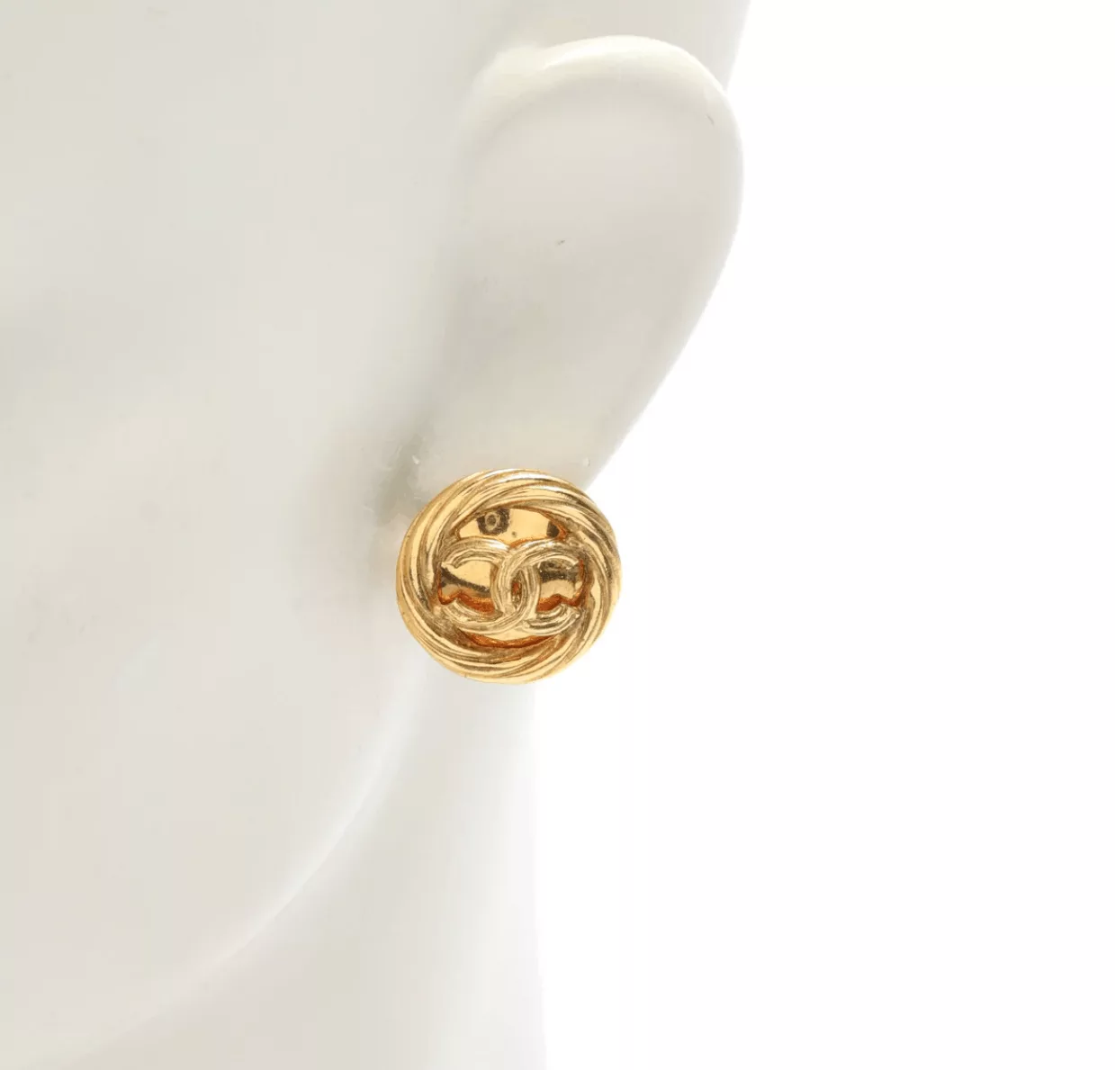Chanel Earrings Authentic Chanel CC Clip on with Rope detail Gold