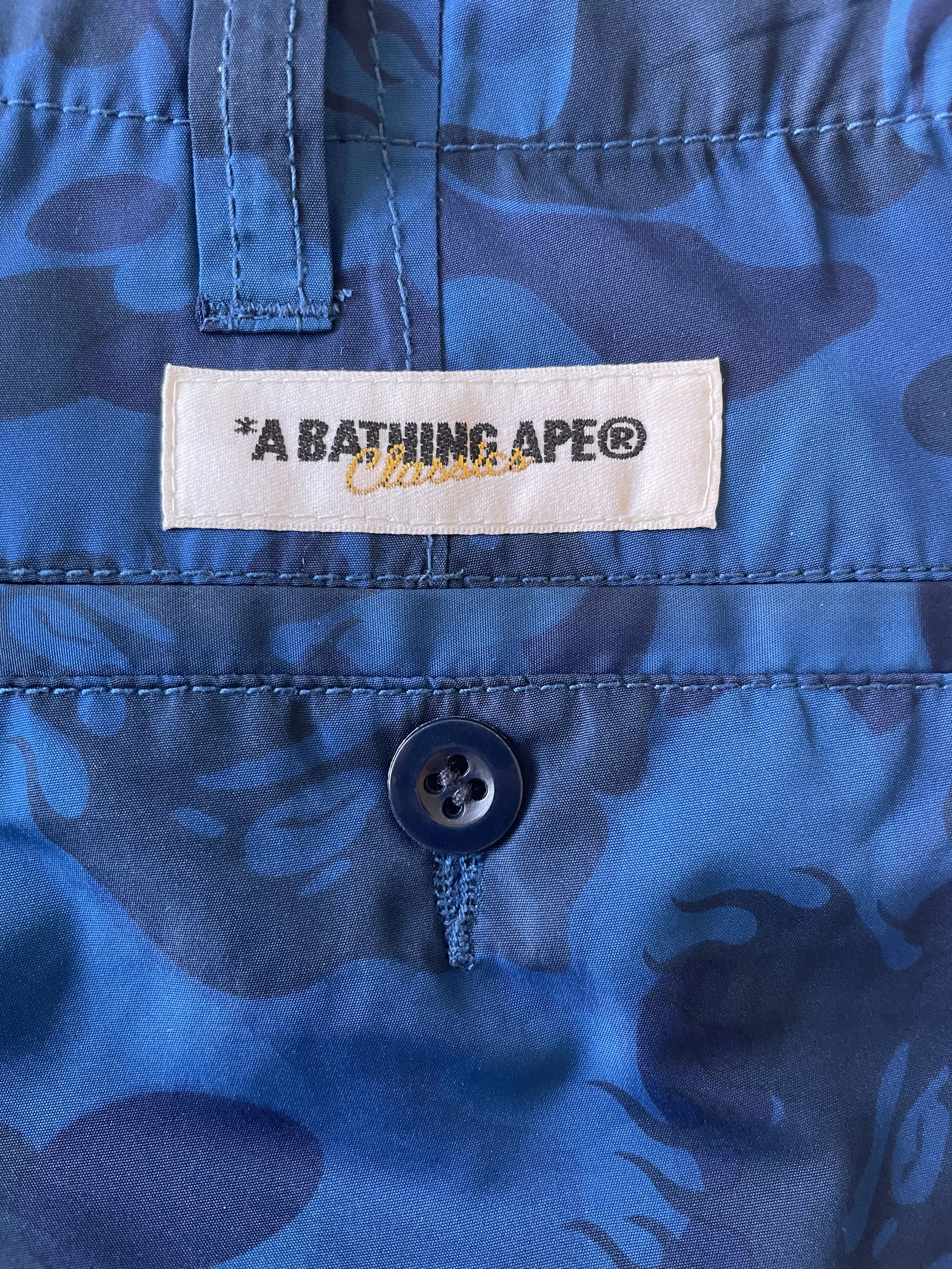 Bape Shorts Bape FIRE CAMO BEACH SHORTS Blue