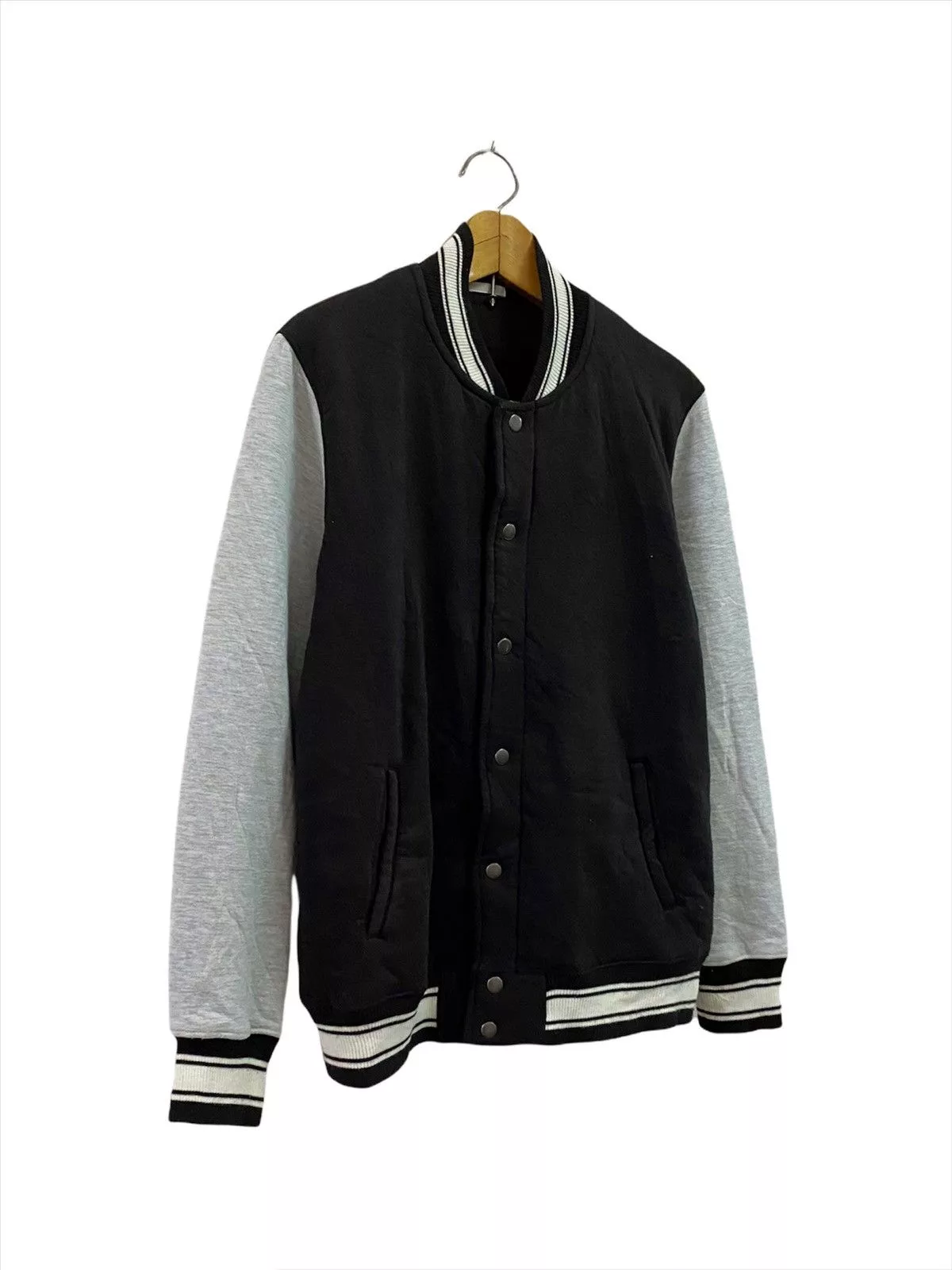 Japanese Brand Bombers Japanese Brands Letterman Varsity Plain Bomber Jacket Black Vintage