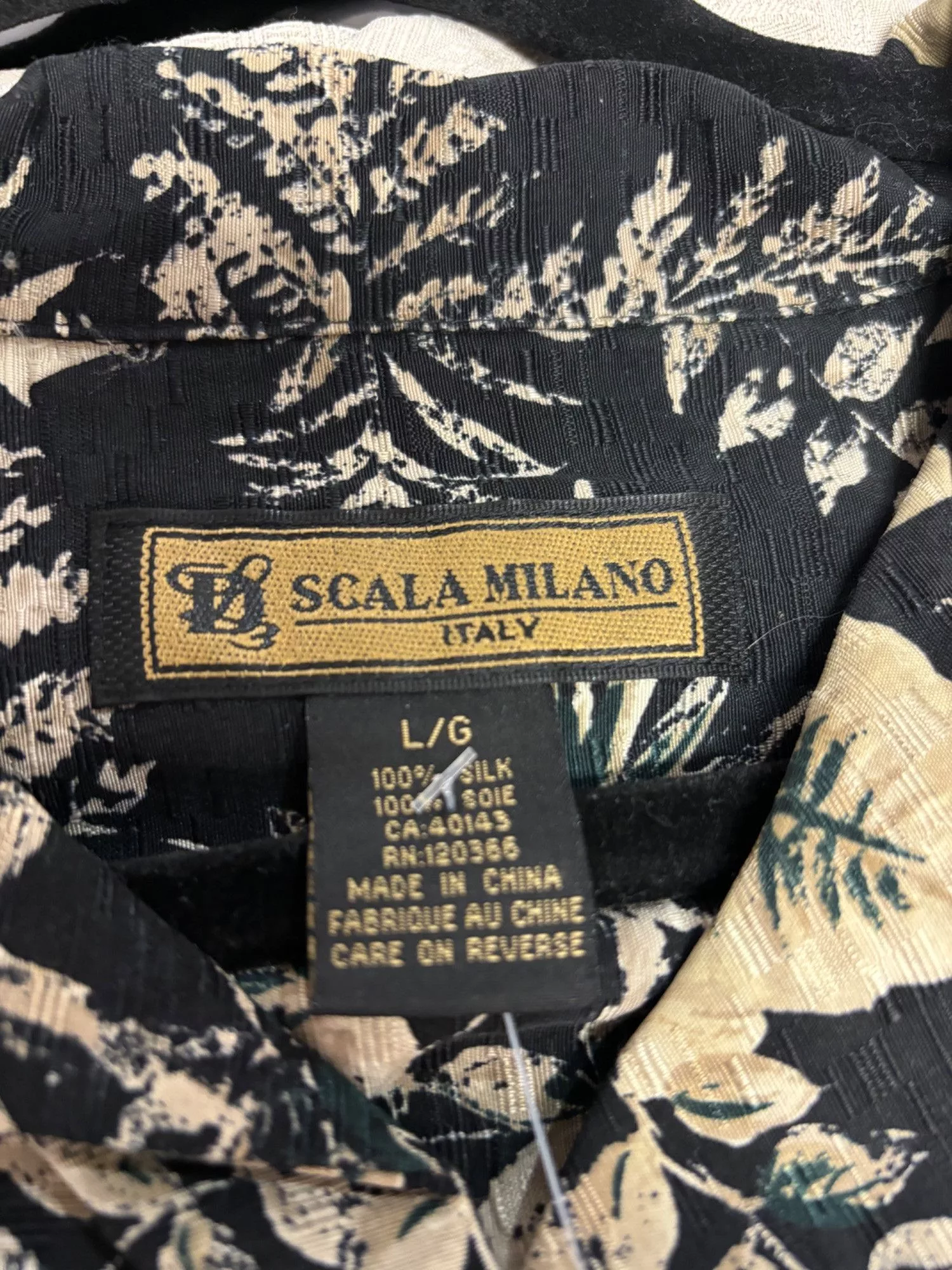 Other Shirts Button Ups Other L Leafs Pattern Hawaiian Black Button Up Multi