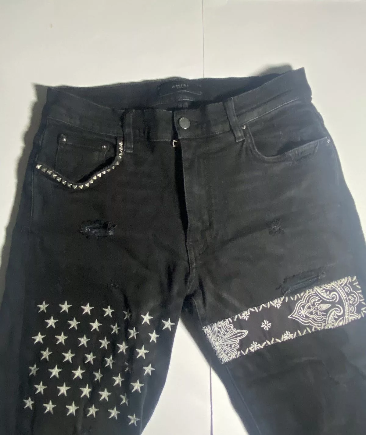 Amiri Denim Amiri Animal Leopard Jeans Black