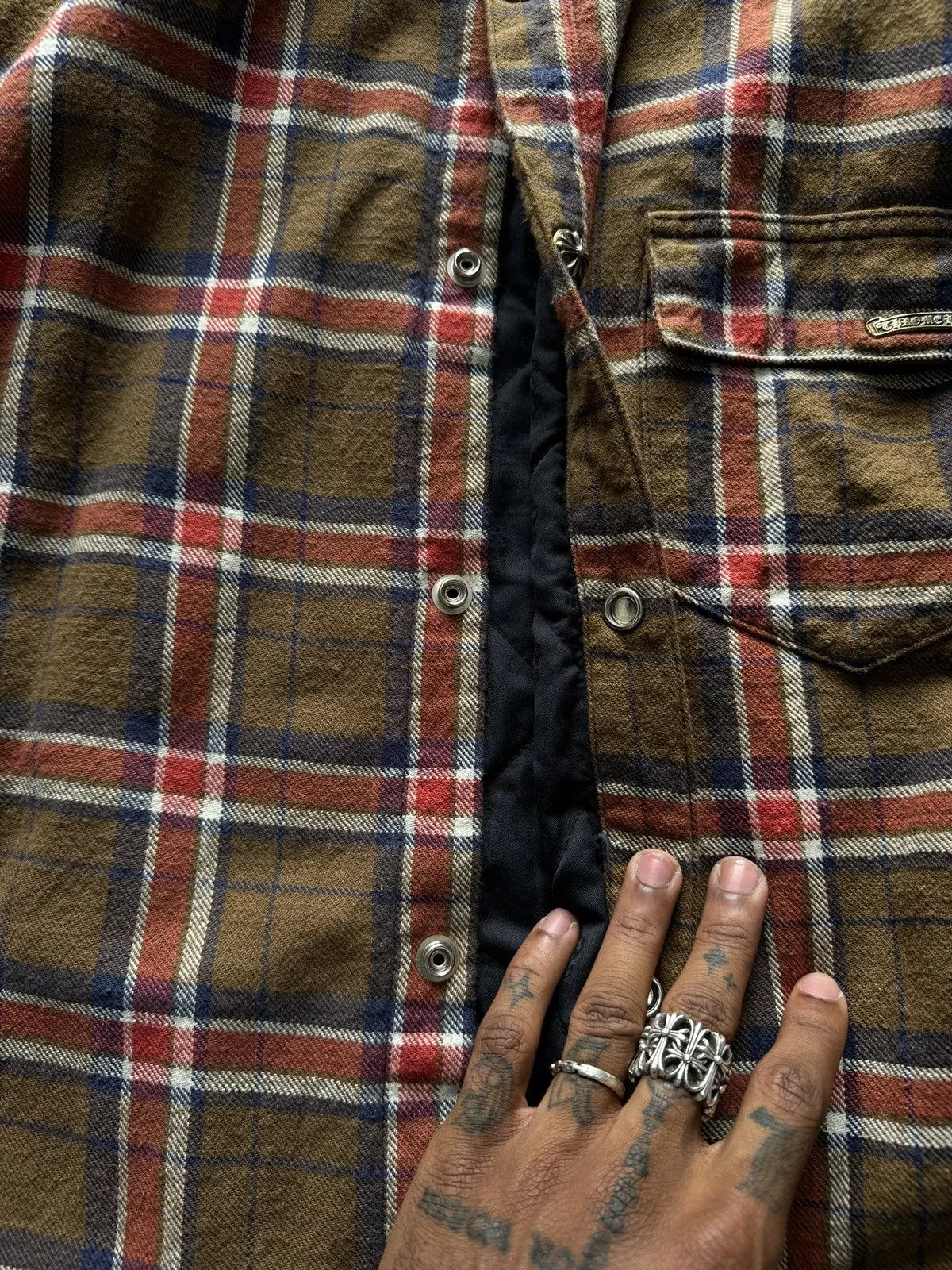 Chrome Hearts Shirts Button Ups Chrome Hearts Flannel Brown