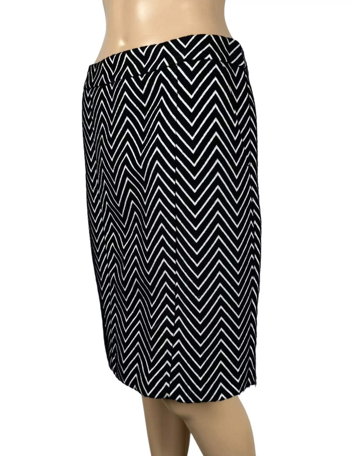 MAX&Co. Midi Skirts MAX&Co. Max&Co Pencil Skirt Zigzag Striped Wool-Polyester size US4 Black