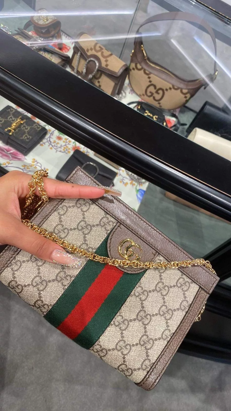 Gucci Shoulder Bags Gucci Ophidia GG Small Shoulder Bag Brown