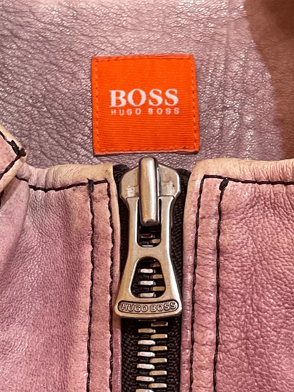 Hugo Boss Leather Jackets HUGO BOSS Leather Pink Wash Biker