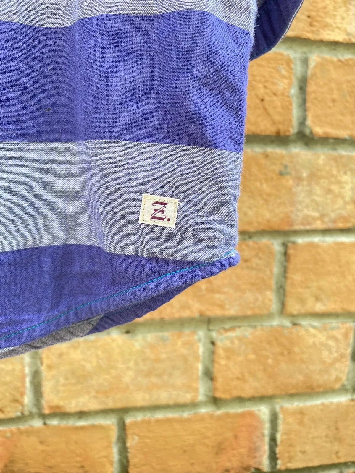 Zucca Button Ups Zucca stripped ruffle purple blouse Blue