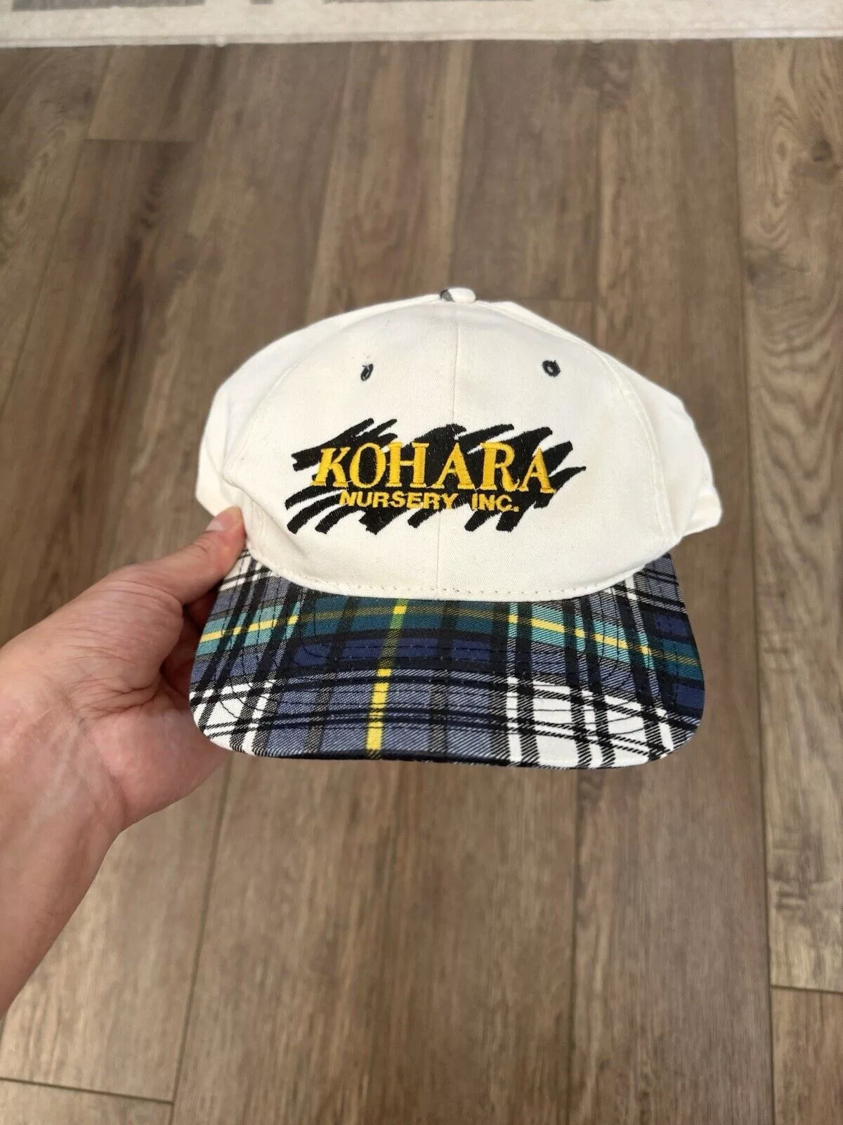 Yupong Hats Yupong Vintage 90s Kohara Nursery Inc Plaid SnapBack Hat White