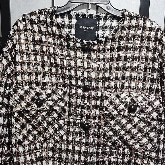 Le Superbe Jackets Le Superbe Monte Carlo Sequined Button Jacket Size 6 Gray