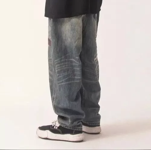 Jean Denim Patchwork Baggy Jeans Blue Streetwear