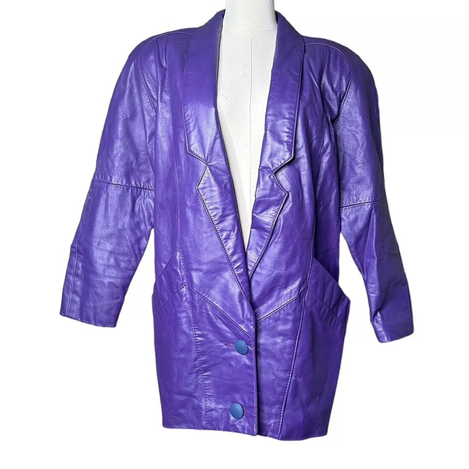 Other Jackets Other Vtg 90s Outerwear by Pheonix Purple Leather Jacket Coat SP