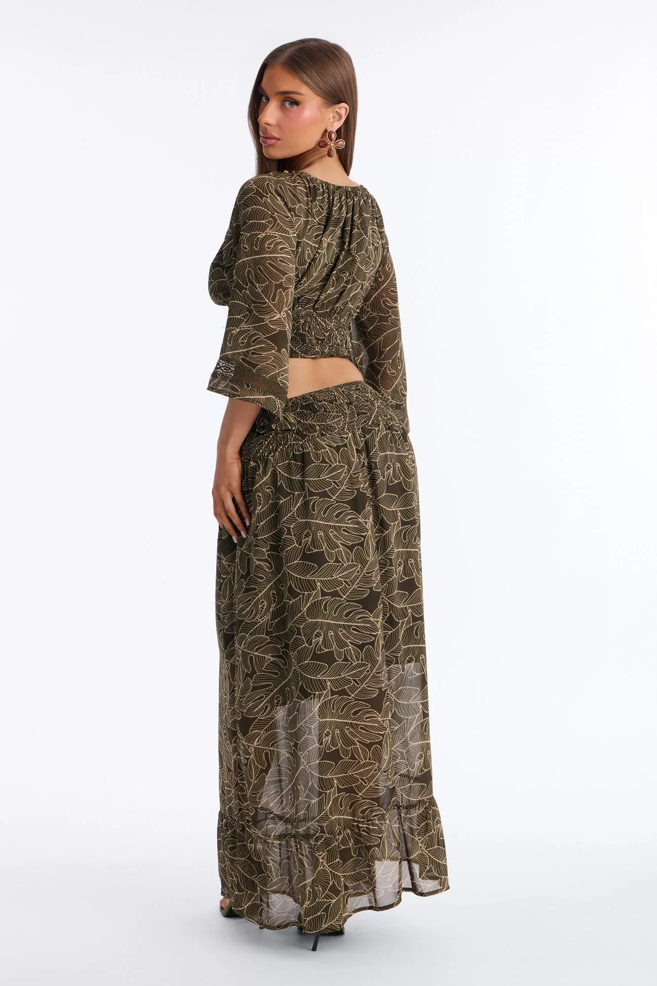 Palm Hours Skirt Set - Olive/combo