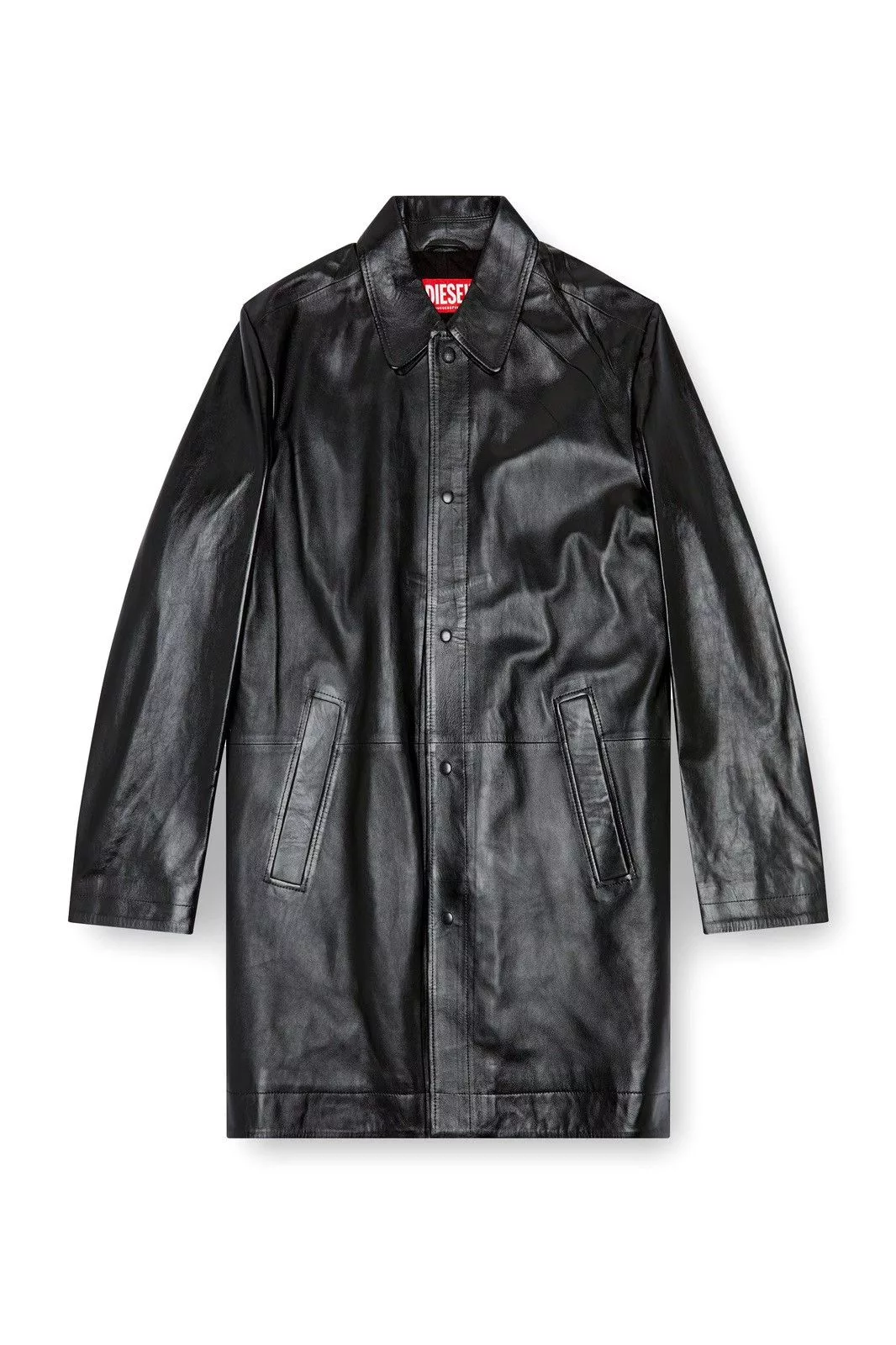 Diesel Leather Jackets Diesel L-CORDIER Coated leather Coat Black
