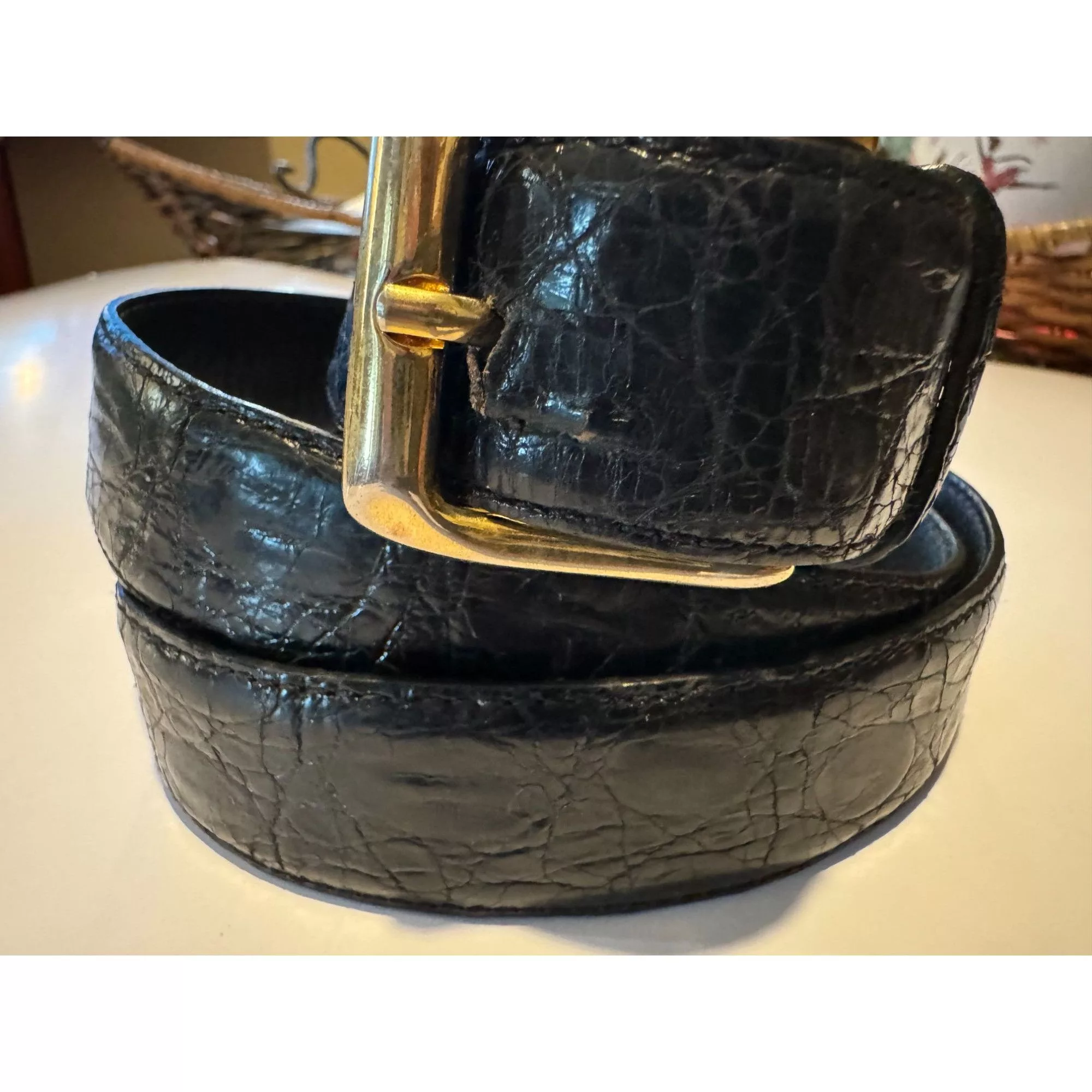Neiman Marcus Belts Italy Neiman Marcus Genuine Caiman Crocodile Beautiful Black