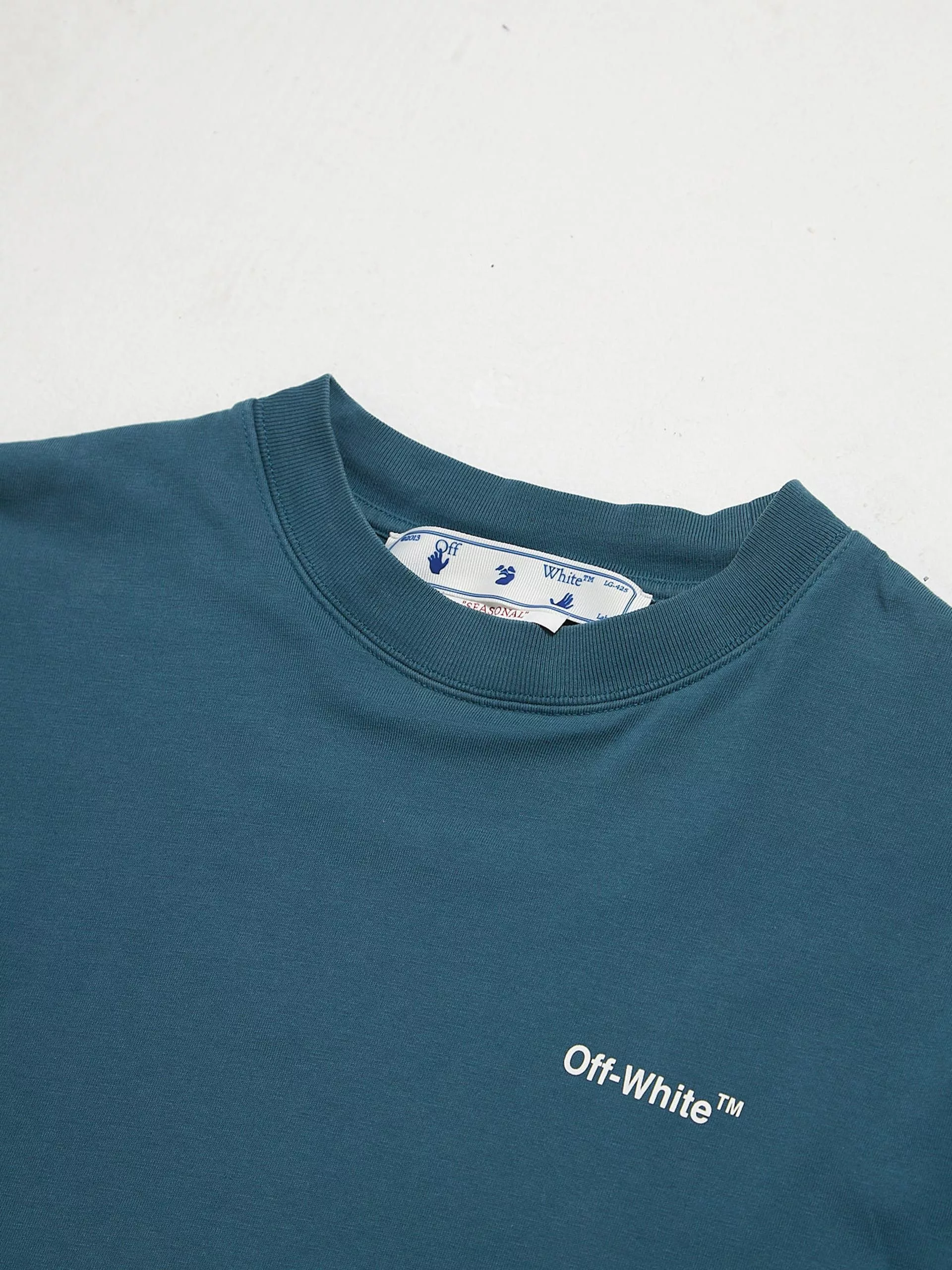 Off-White Long Sleeve T Shirts Off-White Emerald Double Layered Printed Cotton Longsleeve