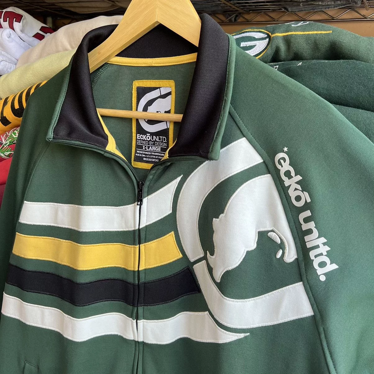 Ecko Unltd. Light Jackets Ecko Unltd. × Vintage Y2K Ecko Unltd Striped Zip Jacket Green Streetwear