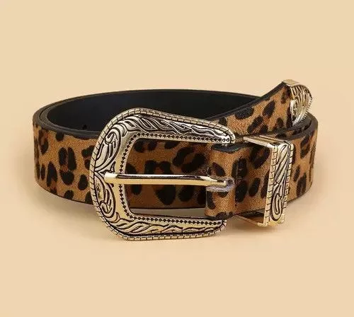 Leather Belts Leopard Color PU Leather Belt Black Streetwear