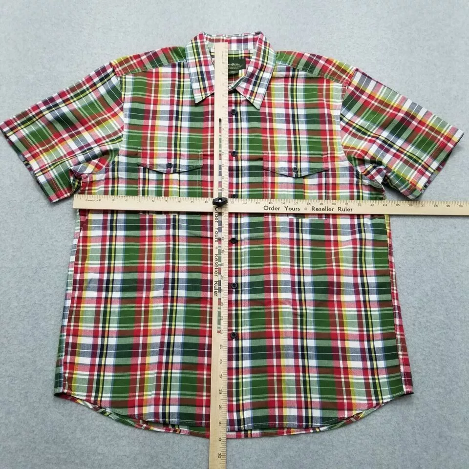 Eddie Bauer Shirts Button Ups Eddie Bauer Shirt Mens Large Plaid Button Up Short Sleeve Green