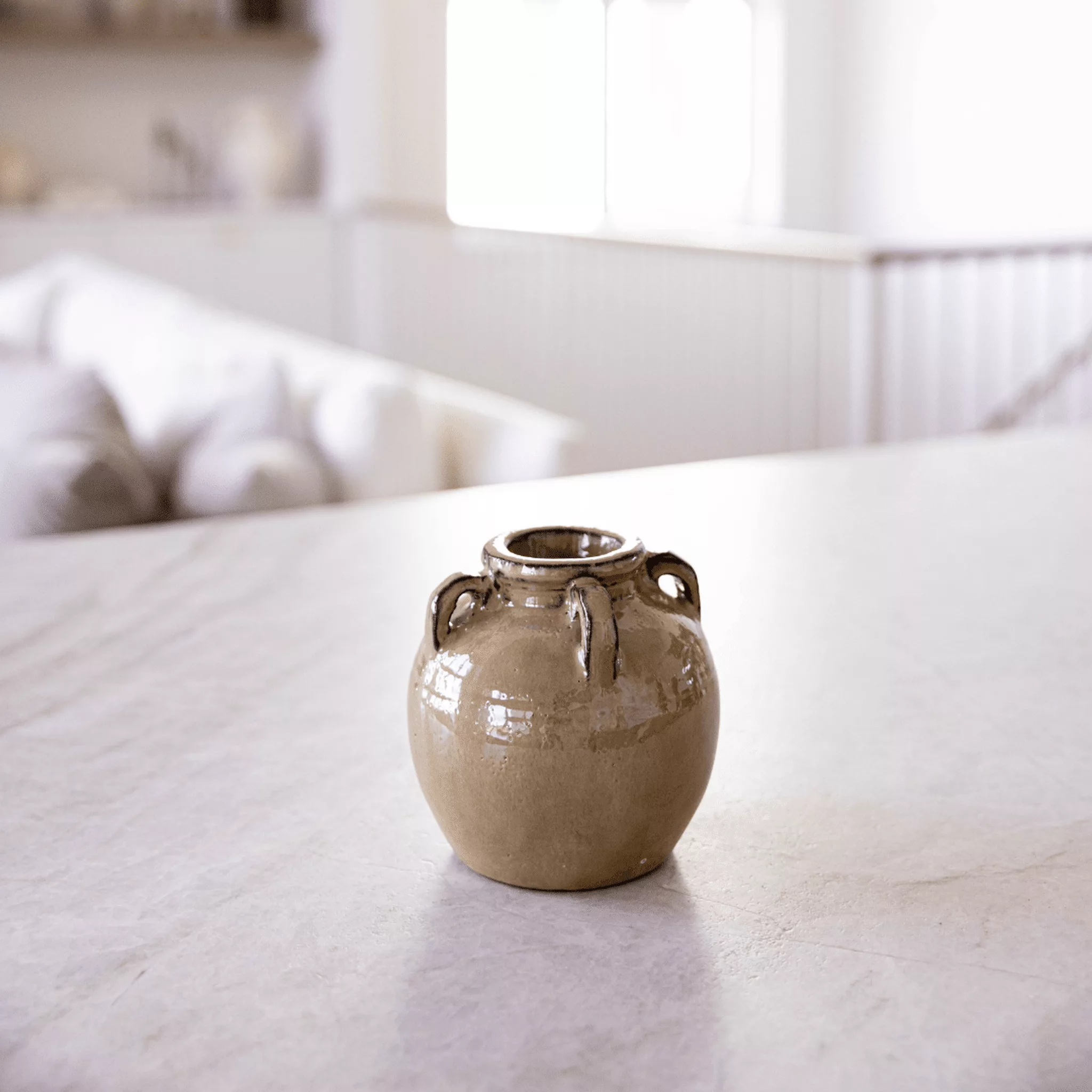 Chevalier Cream Glazed Vase With Handles