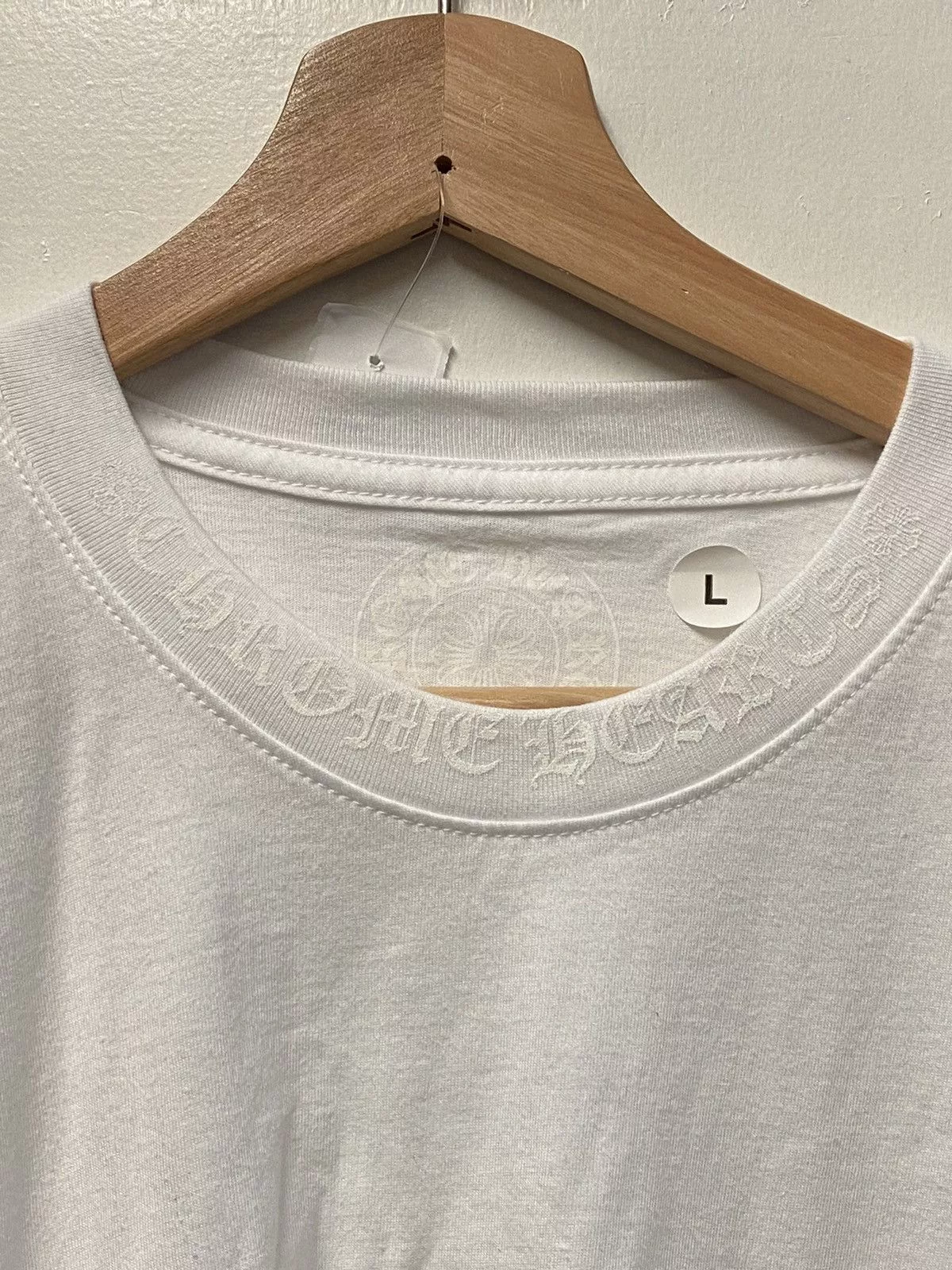 Chrome Hearts Long Sleeve T Shirts Chrome Hearts Script Neck Logo Triple White Longsleeve