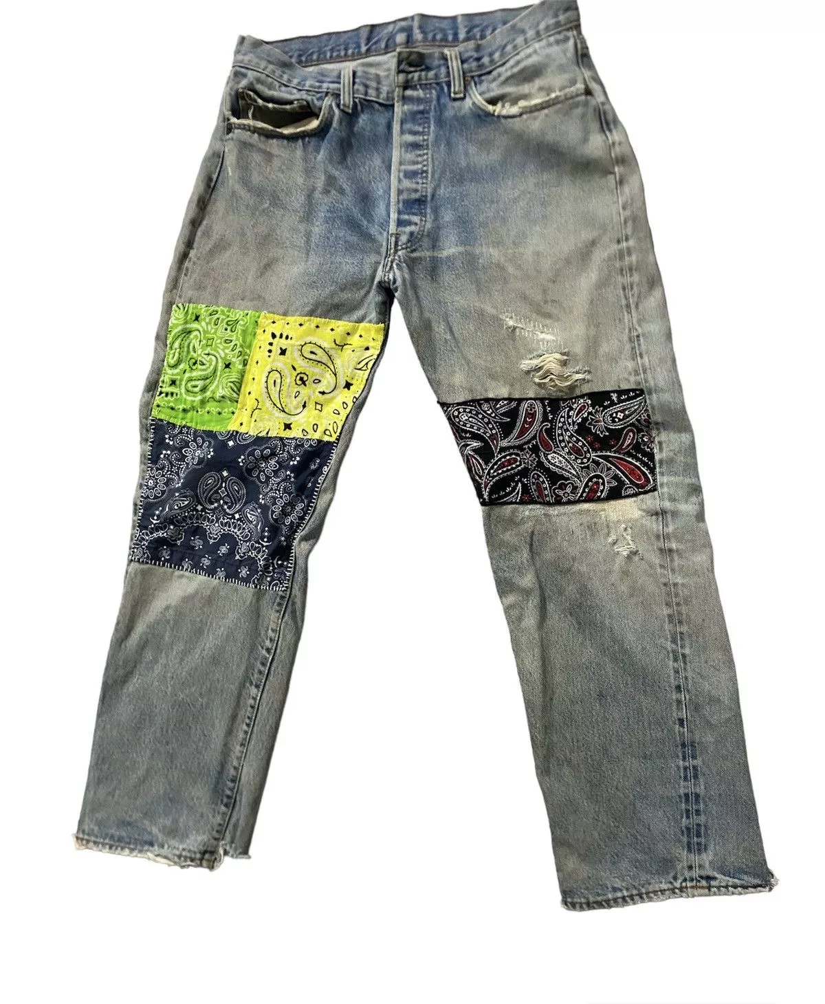 Levi's Denim Levi's × Vintage Vintage Thrashed Distressed Custom Levis Selvedge Button 6 Blue