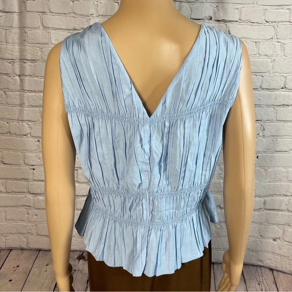 Frame Blouses New Frame Tie Front Cinched Crinkle Light Blue Blouse Tank