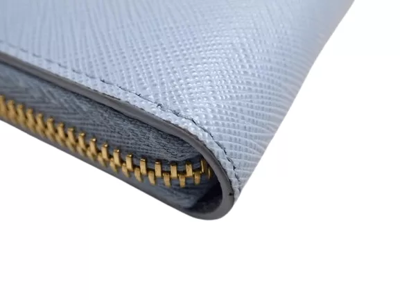 Prada Wallets Prada Zippy Saffiano Leather Light Blue Wallet