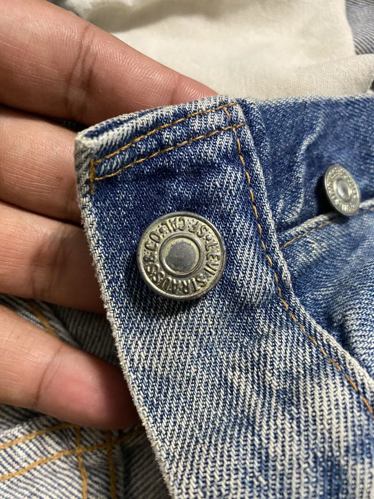 Levi's Denim Levi's × Vintage Vintage Thrashed Distressed Custom Levis Selvedge Button 6 Blue