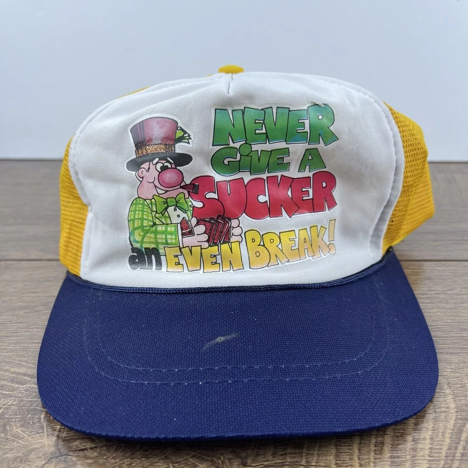 Other Hats Other Never Give a Sucker an Even Break Yellow Hat Adjustable Adul