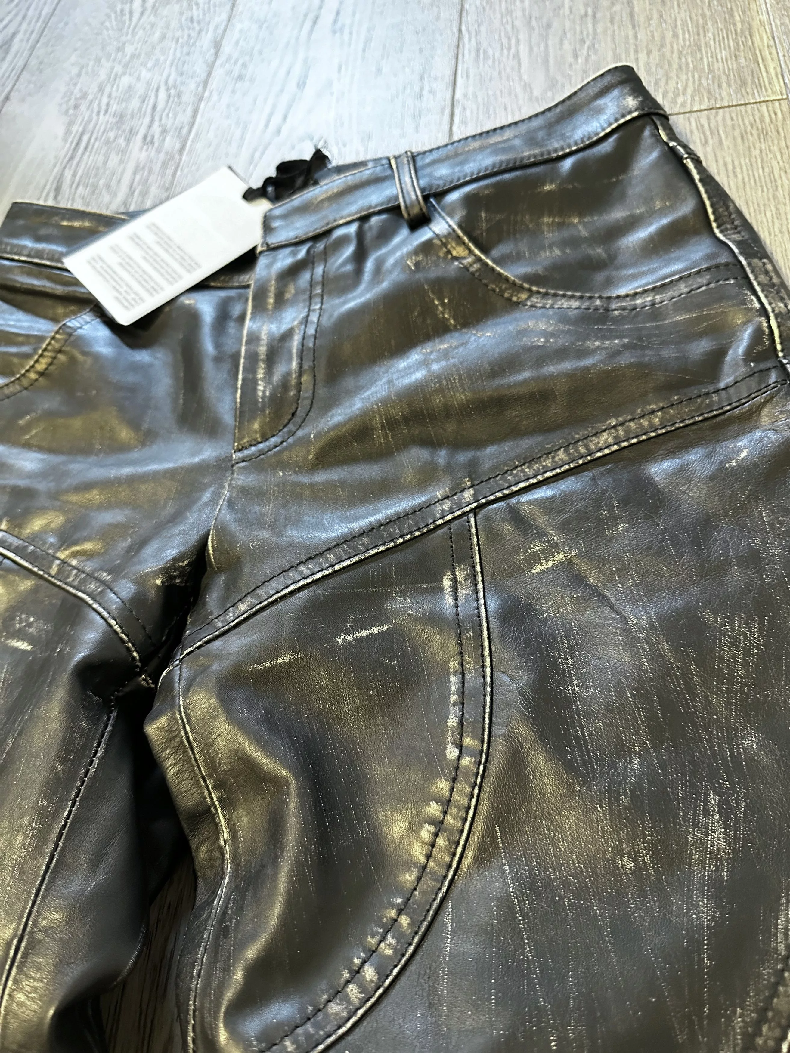 Blumarine Pants Blumarine Black Distressed Leather Pants