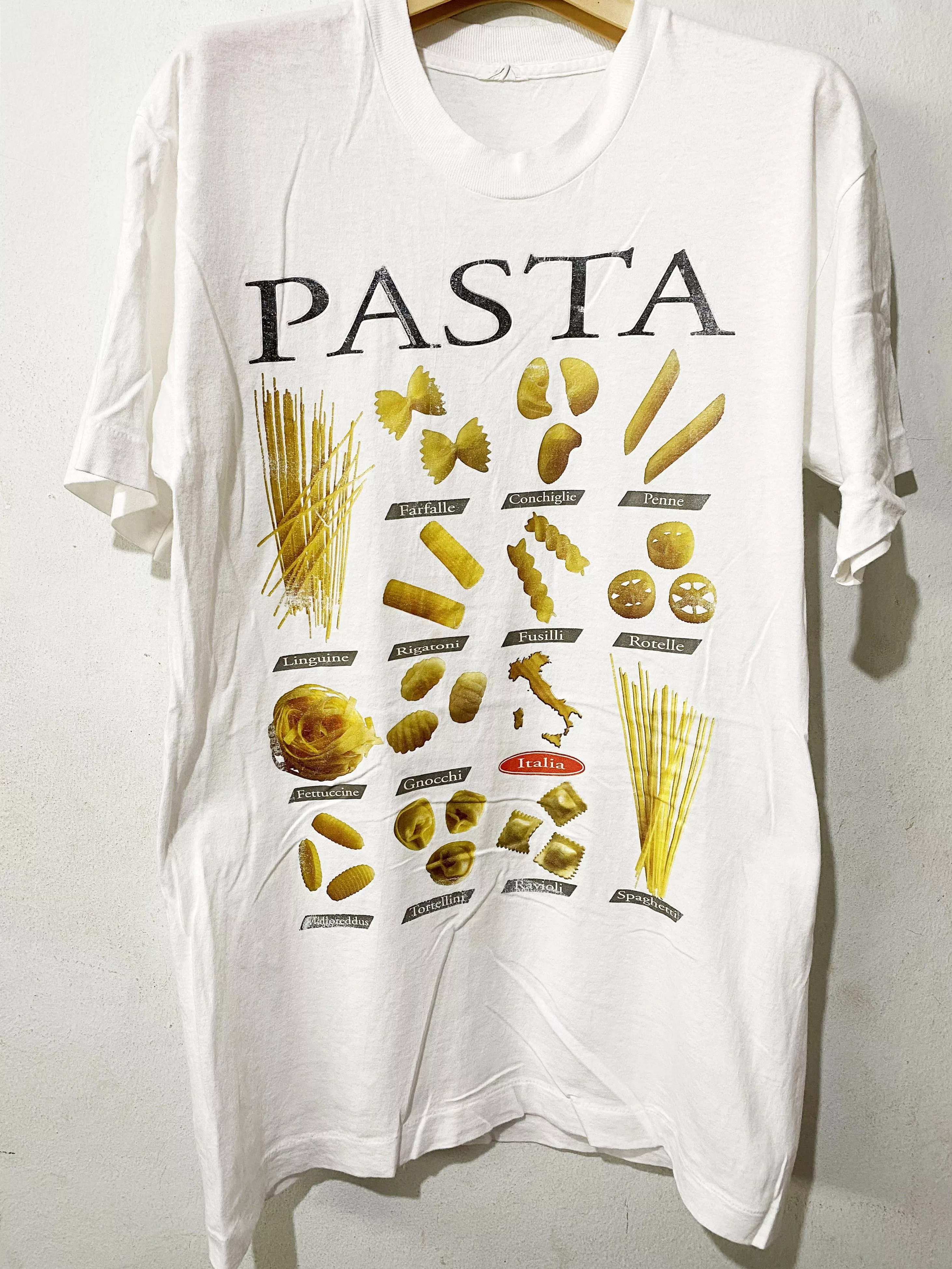 Vintage Short Sleeve T Shirts Vintage 90s Pasta Shirt White