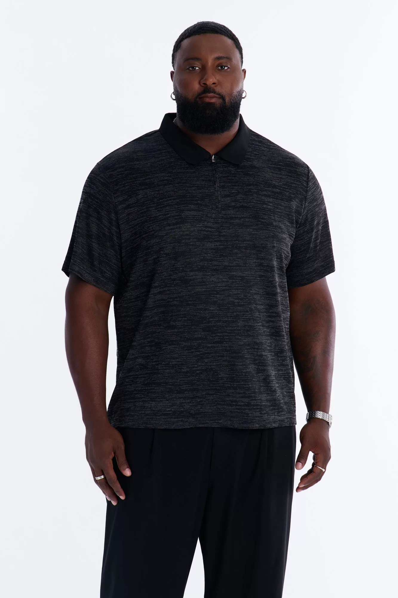 Modern Quarter Zip Polo - Black