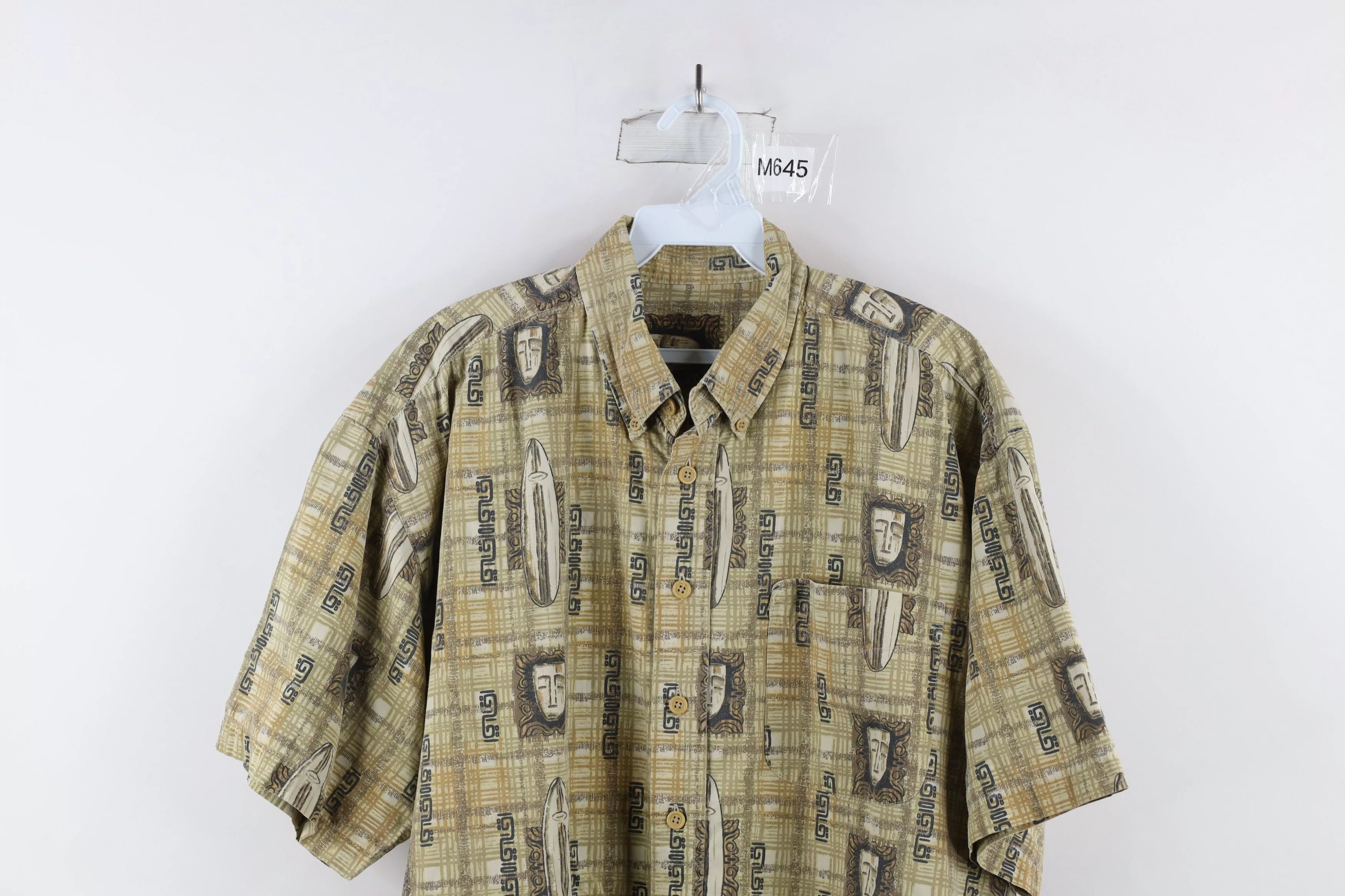 Vintage Shirts Button Ups Vintage 90s Streetwear Surfboard Collared Button Down Shirt Multi