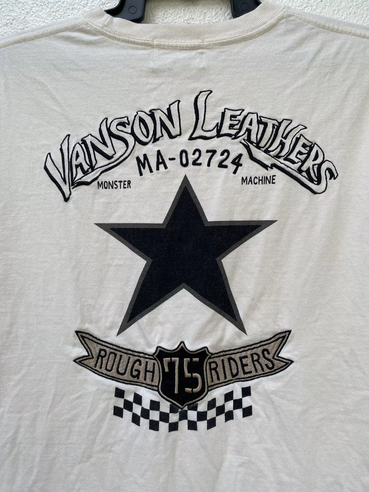 Vanson Leathers Short Sleeve T Shirts Vanson Leathers Vanson Leather Patch & Embroidery Big Logo Very Versatile White Vintage