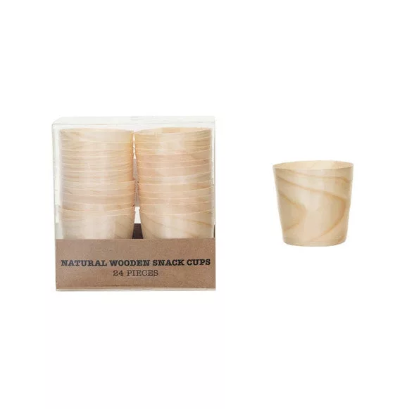 4oz Wood Snack Cups, qty 24