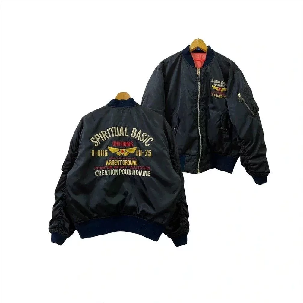 Vintage Bombers Vintage SPIRITUAL BASIC PHANTOM MILITARY COLLECTION FLIGHT JACKET Black