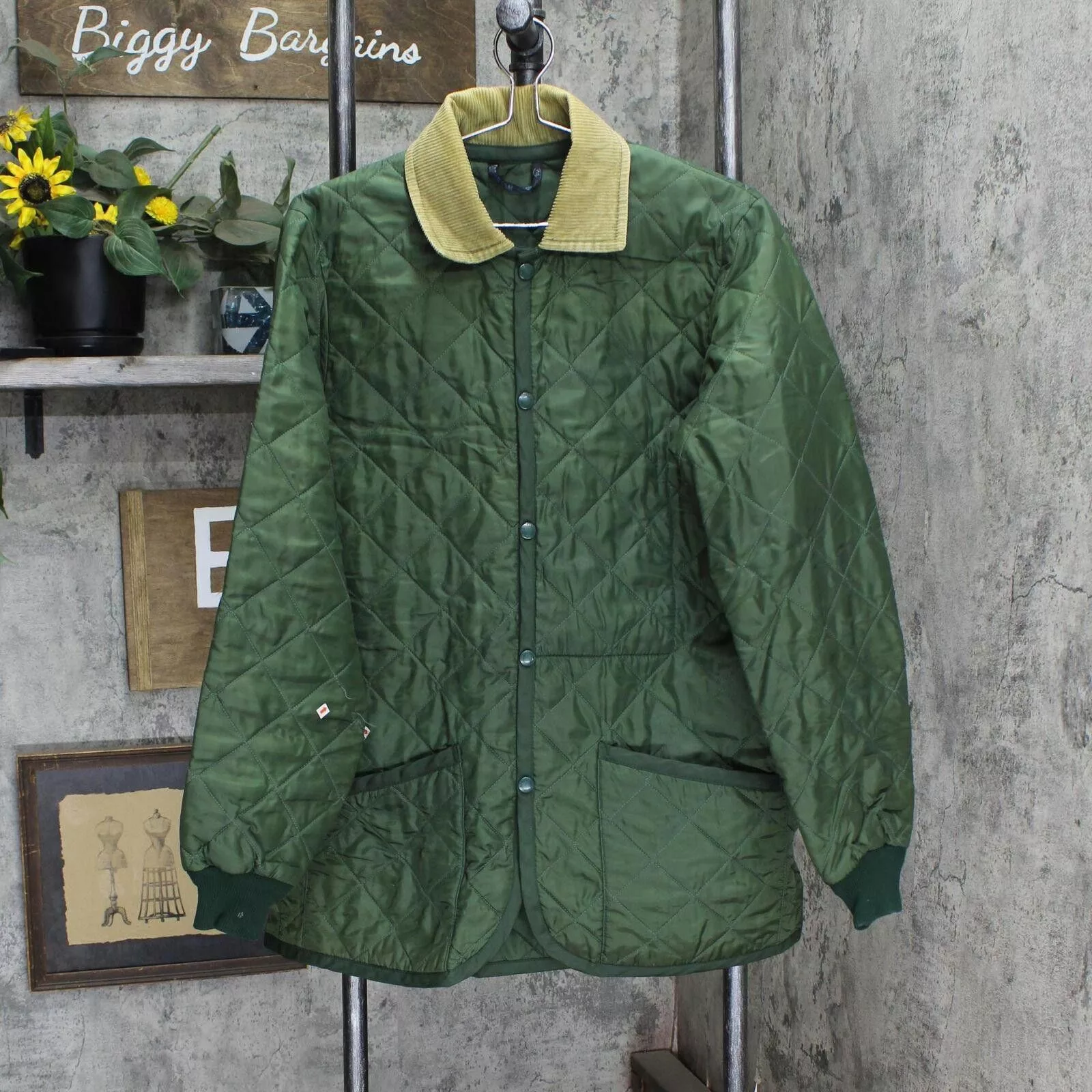Designer Vests Designer Lavenham Quilted Nylon Coat Jacket Green See Measurements