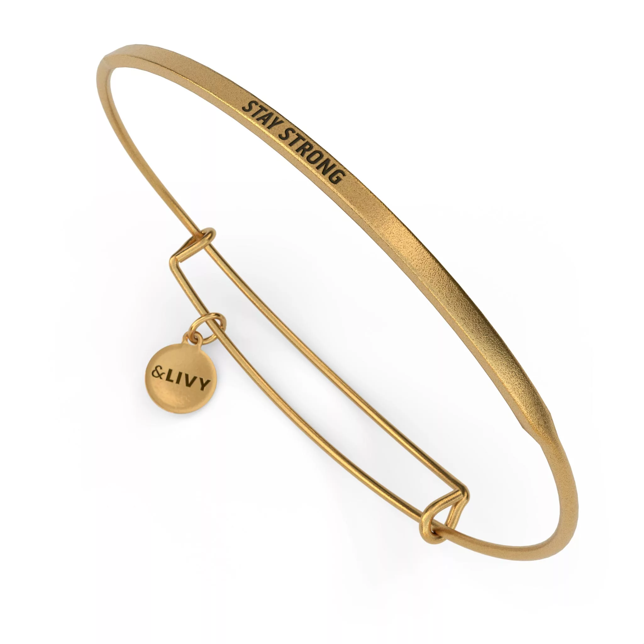Stay Strong Adjustable Bracelet | Antique gold posy engraved STAY STRONG